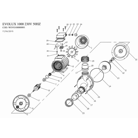 Odstředivá pumpa EVOLUX - 1000, 22,6 m3/h, 230 V, 0,75 kW