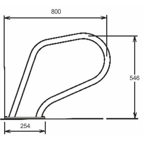 Žebříkové madlo skloněné --  AISI 316