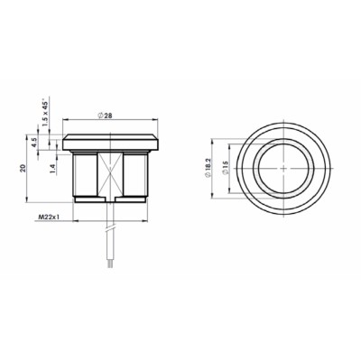 Dotykové plastové piezoelektrické tlačítko RGB - 3m