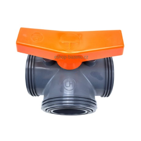 PVC Kulový třícestný ventil 50 mm T