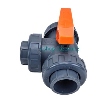 PVC Kulový třícestný ventil 50 mm T