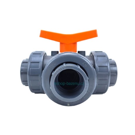 PVC Kulový třícestný ventil 50 mm T