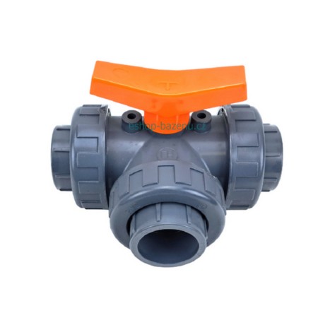 PVC Kulový třícestný ventil 50 mm T