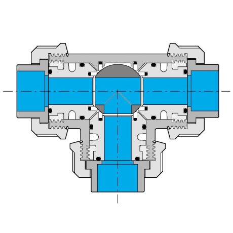 PVC Kulový třícestný ventil 50 mm T