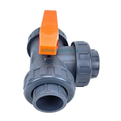 PVC Kulový třícestný ventil 50 mm T