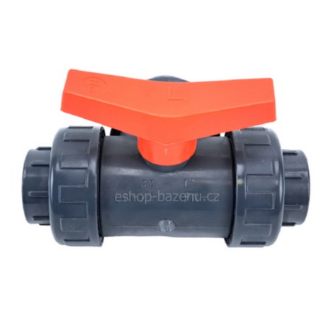 PVC Kulový třícestný ventil 40 mm L