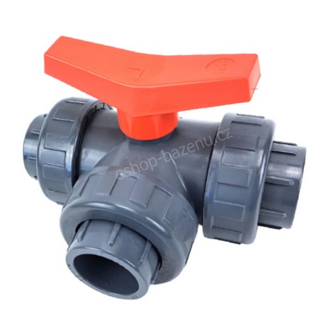 PVC Kulový třícestný ventil 32 mm L
