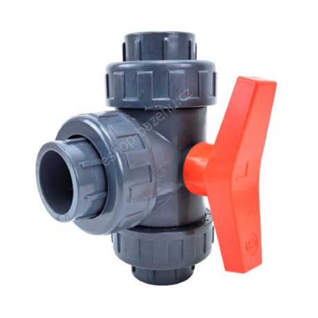 PVC Kulový třícestný ventil 50 mm L