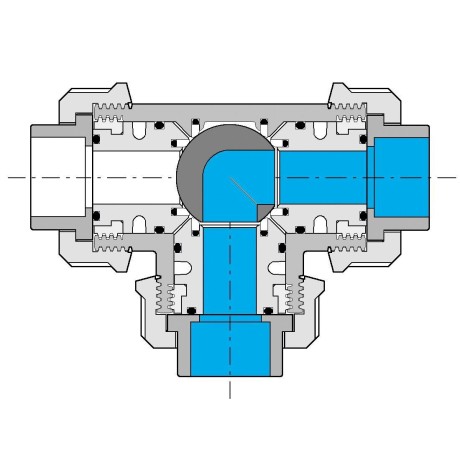 PVC Kulový třícestný ventil 63 mm L
