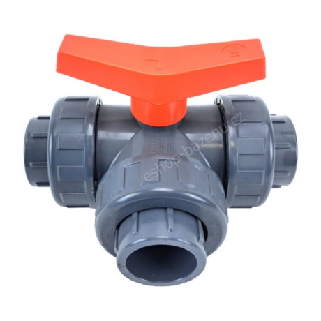 PVC Kulový třícestný ventil 63 mm L
