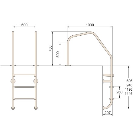 Žebřík nerez Munich - 3 stupňový (AISI 316)