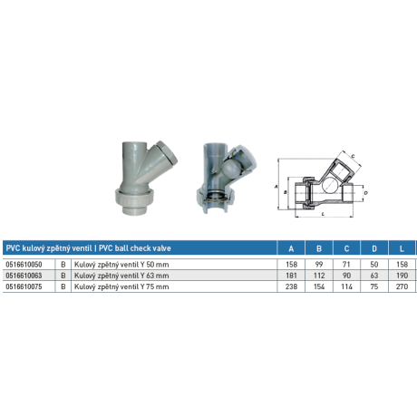 Tvarovka - Kulový zpětný ventil Y 75 mm