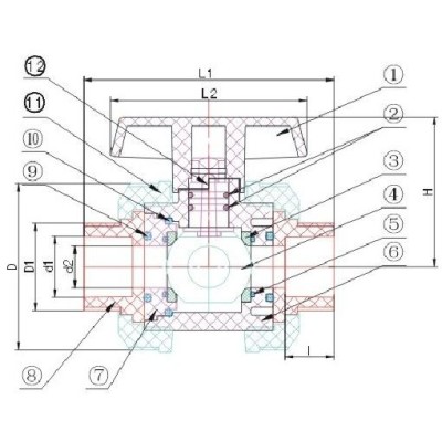 Ventil - průměr 50 mm - kulový dvojcestný