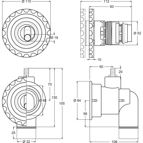Hydromasážní rotační tryska -- pro předvyrobené bazény