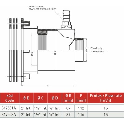 Nerezový hydromasážní přisávací díl, napojení 2" -- pro fóliové bazény