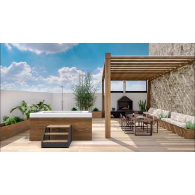 Schůdky Poolex Wood - hnědá