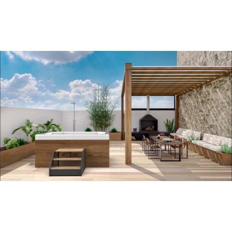 Schůdky Poolex Wood - hnědá