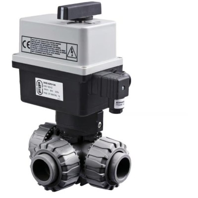 PVC Kulový el. třícestný ventil 32 mm L