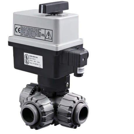 PVC Kulový el. třícestný ventil 32 mm L