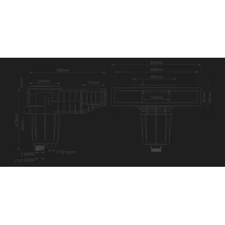 Skimmer X600-PRO, pro fólie, s mosaznými zástřiky - tmavě šedý