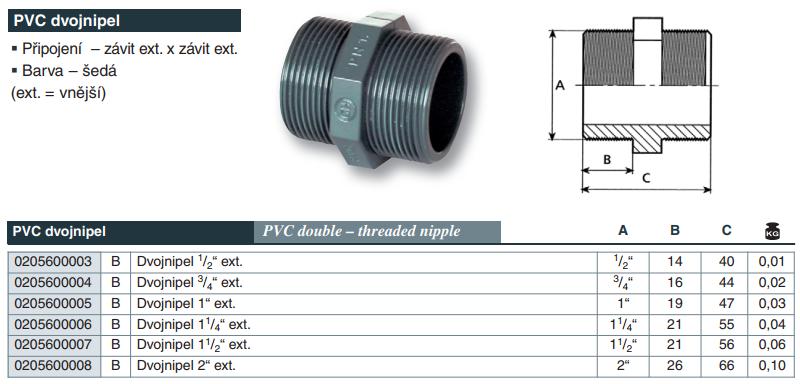 Vágnerpool PVC tvarovka - Dvojnipl 1/2“ ext.